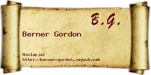 Berner Gordon névjegykártya